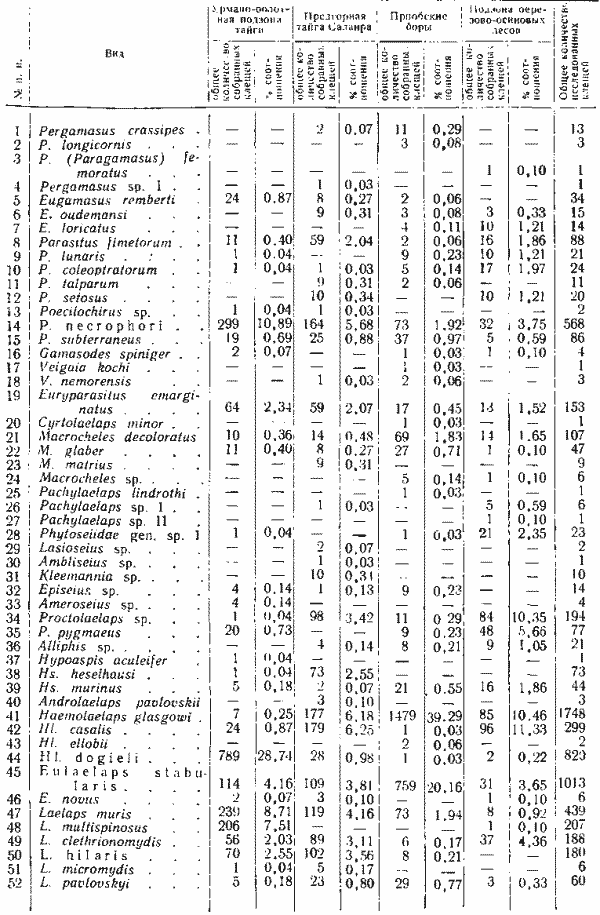  Гамазовые клещи лесных ландшафтов Новосибирской области