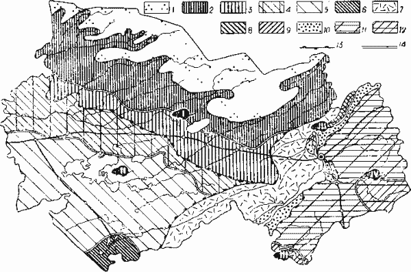 Размещение основных ландшафтных типов очагов водяной крысы