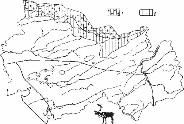 Распространение дикого северного оленя.