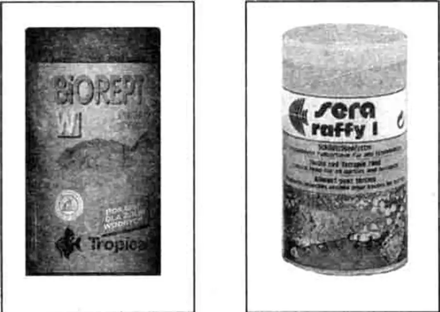 Так выглядят упаковки двух из описанных в книге кормов.